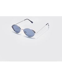 BoohooMAN - Round Temple Detail Sunglasses - Lyst