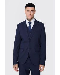 BoohooMAN - Tall Essential Slim Fit Suit Jacket In Navy - Lyst