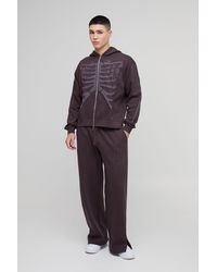 BoohooMAN - Oversized Skeleton Print Zip Through Hooded Tracksuit - Lyst