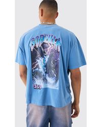 Boohoo - Oversized Godzilla Anime Wash License Back Print T-shirt - Lyst