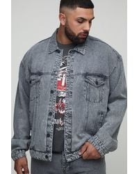 BoohooMAN - Plus kastige Oversize Jeansjacke mit Acid-Waschung - Lyst