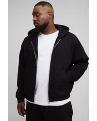 Boohoo - Plus Basic Boxy Zip Through Hoodie - Lyst