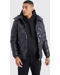 BoohooMAN - High Shine Onion Quilted Puffer With Hood - Lyst