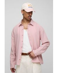 BoohooMAN - Langärmliges Oversize Hemd mit Kragen - Lyst