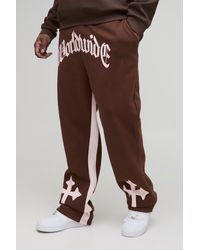 BoohooMAN - Plus Worldwide Cross Print Flared Gusset Sweatpants - Lyst