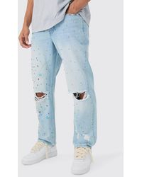 Boohoo - Relaxed Rigid Embellished Jeans In Light Blue - Lyst