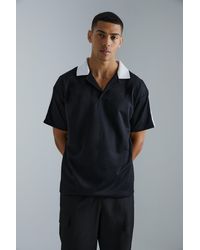 BoohooMAN - Oversized Revere Taped Polo - Lyst