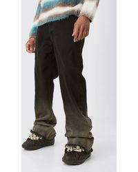 BoohooMAN - Tall Fixed Waist Twill Relaxed Washed Ombre Flare Trouser - Lyst