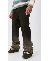 BoohooMAN - Tall Fixed Waist Twill Relaxed Washed Ombre Flare Pants - Lyst