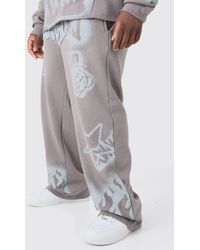BoohooMAN - Plus Relaxed Graffiti Applique Joggers - Lyst