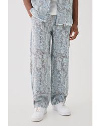 BoohooMAN - Denim Tapestry Relaxed Fit Jeans - Lyst