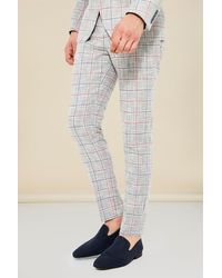 Boohoo - Skinny Flannel Suit Pants - Lyst