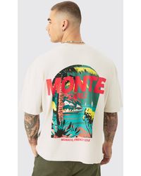 BoohooMAN - Oversized Boxy Monte Carlo Print Wash T-shirt - Lyst