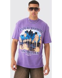 BoohooMAN - Oversized Los Angeles Landscape Wash T-shirt - Lyst