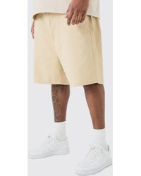 BoohooMAN - Plus Fixed Waist Relaxed Fit Shorts In Stone - Lyst