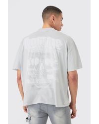 Boohoo - Oversized Wash Skull Back Print T-shirt - Lyst