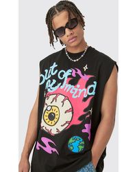 BoohooMAN - Oversized Out Of My Mind Puff Print Tank - Lyst