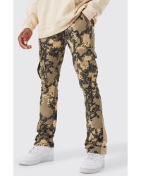 BoohooMAN - Fixed Waist Skinny Stacked Flare Pixel Cargo Trouser - Lyst