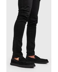 BoohooMAN Mocassins effet velours en relief style creepers - Noir