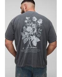 Boohoo - Plus Oversized Extended Neck Official Floral Print Washed T-Shirt - Lyst