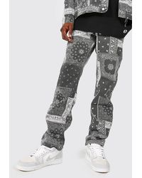 BoohooMAN Denim Relaxed Fit Lightning Printed Jeans in Purple for Men | Lyst