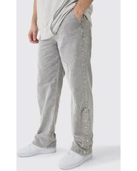 BoohooMAN - Tall Relaxed Acid Wash Cord Popper Hem Pants - Lyst