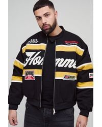 BoohooMAN - Plus Moto Applique Boxy Oversized Bomber Jacket - Lyst