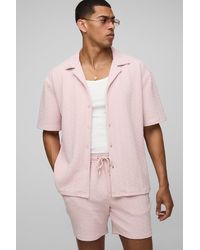 Boohoo - Pantalón Y Camisa Oversize Elástica De Manga Corta Con Rombos - Lyst