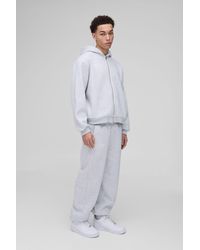 BoohooMAN - Oversized Boxy Homme Print Zip Through Hooded Tracksuit - Lyst
