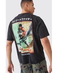 BoohooMAN - Oversized Street Fighter Anime Wash License T-shirt - Lyst