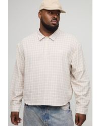 Boohoo - Plus Embroidered Boxy Oversized Boucle Check Rugby Shirt - Lyst