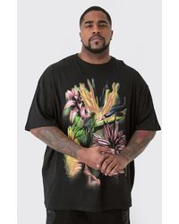 BoohooMAN - Plus Oversized Multi Floral T-shirt In Black - Lyst