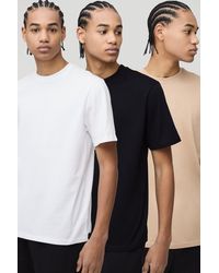 BoohooMAN - Regular Fit 3 Pack Basic Crew Neck T-Shirts - Lyst
