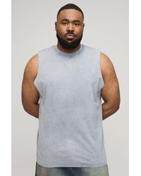 BoohooMAN - Plus Acid Wash Regular Fit Tank - Lyst