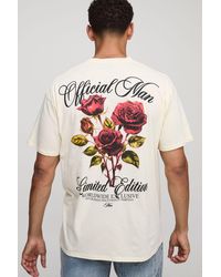 BoohooMAN - Ecru Oversized Washed Floral Limited Edition T-Shirt - Lyst