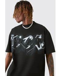 BoohooMAN - Tall Oversized Extended Neck Graffiti Spray T-shirt - Lyst