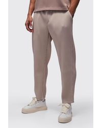 BoohooMAN - Elasticated Waist Tapered Fit Pleated Pu Pants - Lyst