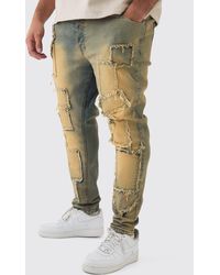 BoohooMAN - Plus Tinted Frayed Skinny Jeans - Lyst