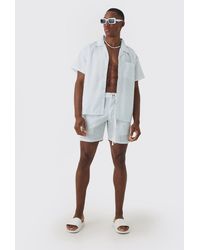 BoohooMAN - Revere Collar Boxy Shirt And Short Set In White - Lyst