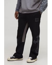 BoohooMAN - Plus Regular Fit Gothic Cross Print Gusset Joggers - Lyst