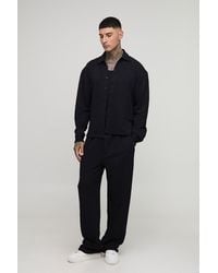 BoohooMAN - Tall Textured Jersey Oversized Boxy Shirt And Relaxed Pants Set - Lyst