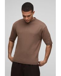 BoohooMAN - Regular Fit Lightweight Knitted T-Shirt - Lyst