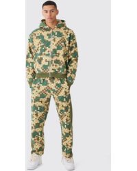 BoohooMAN - Kastiger Oversize Camouflage Hoodie-Trainingsanzug mit Reißverschluss - Lyst