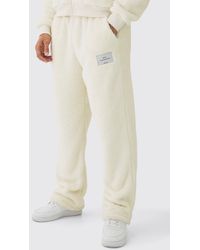 BoohooMAN - Straight Leg Limited Edition Teddy Borg Sweatpants - Lyst