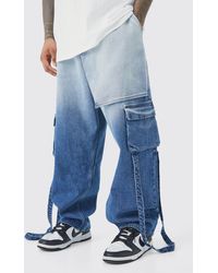 BoohooMAN - Elastic Waist Dropped Crotch Baggy Ombre Jeans - Lyst