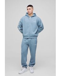 BoohooMAN - Kastiger Official Man Trainingsanzug mit Reißverschluss und Kapuze - Lyst