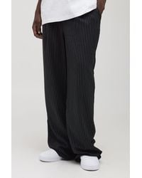 BoohooMAN - Tall Pleat Front Wide Leg Pinstripe Pants - Lyst