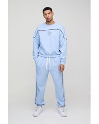BoohooMAN - Oversized Boxy Bm Piping Sweatshirt Tracksuit - Lyst