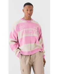 BoohooMAN - Oversized Boxy Drop Shoulder Moto Knit Jumper - Lyst