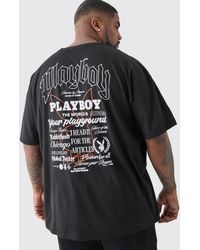 BoohooMAN - Plus Playboy Badge Printed Licensed T-shirt In Black - Lyst